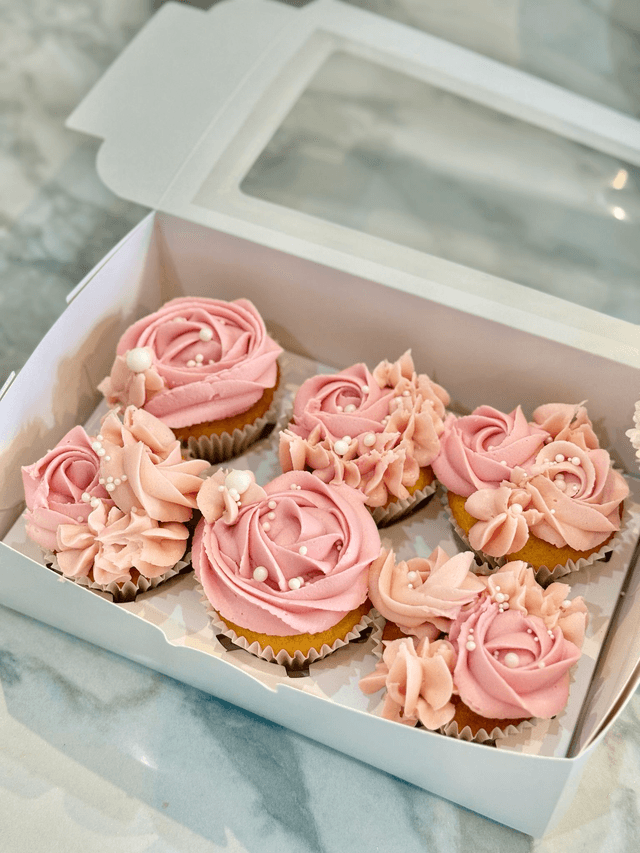 Pink Birthday Cupcakes with pearls
