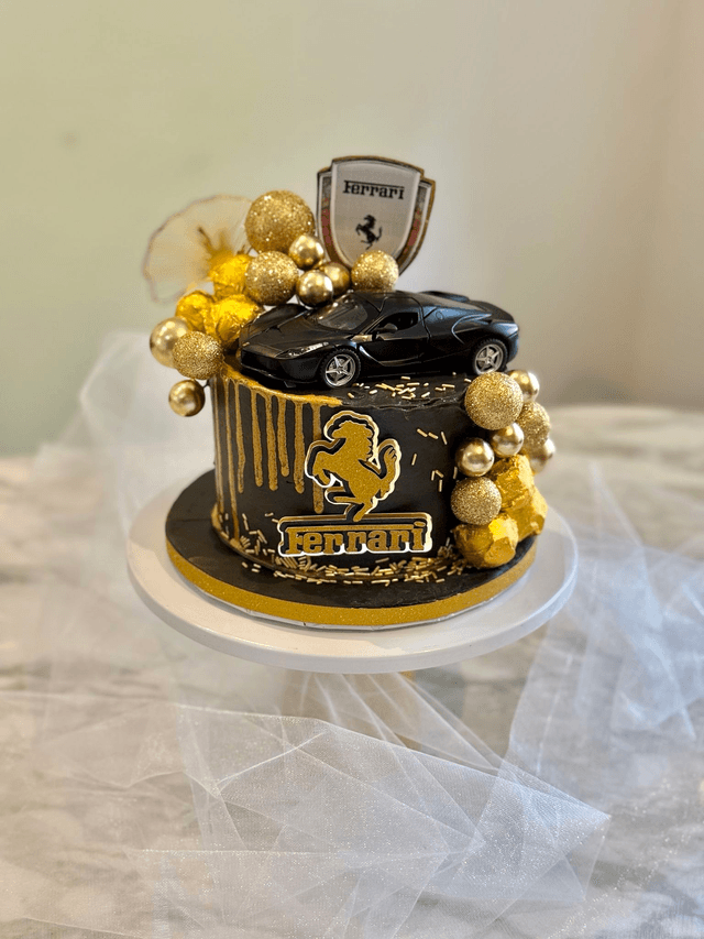 Ferrari Black & Gold Birthday Cake