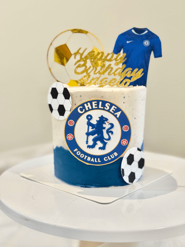 Blue Chelsea Football Birthday Cake