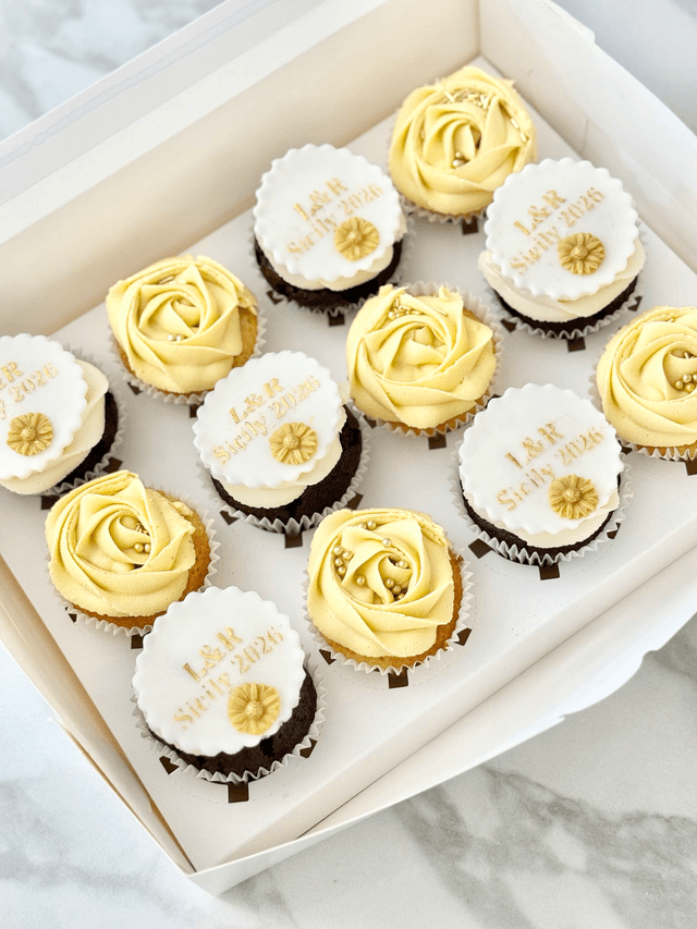 Yellow & White Birthday / Wedding Cupcakes Box 