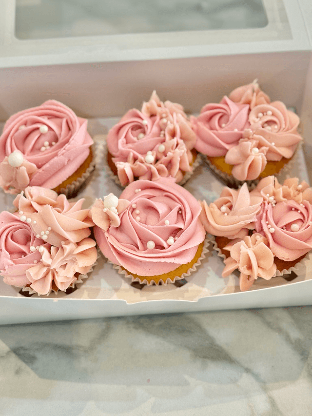 Pink Birthday Cupcakes with pearls