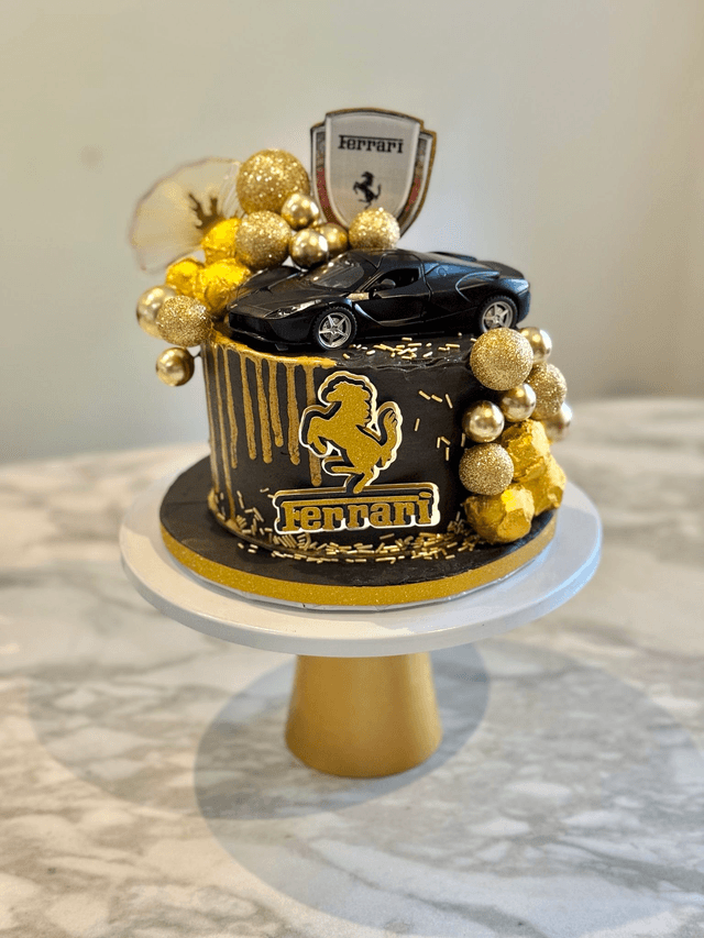 Ferrari Black & Gold Birthday Cake