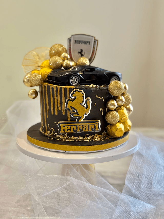 Ferrari Black & Gold Birthday Cake