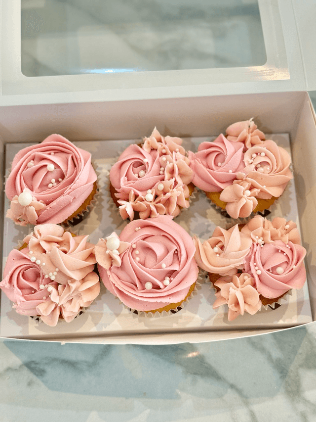Pink Birthday Cupcakes with pearls