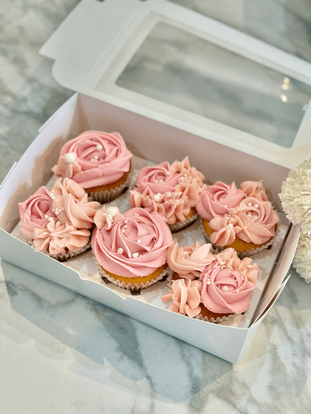 Pink Birthday Cupcakes with pearls