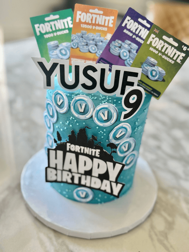 Personalised Fortnite V-Bucks Cake toppers