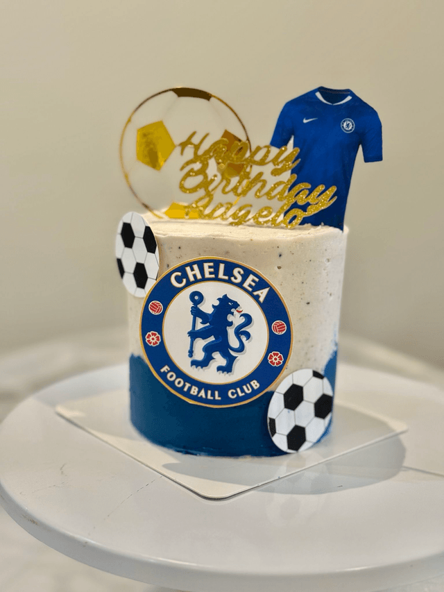 Blue Chelsea Football Birthday Cake