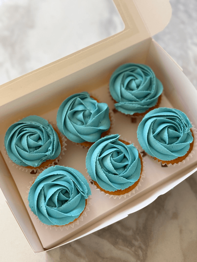 Blue Birthday Cupcakes Box