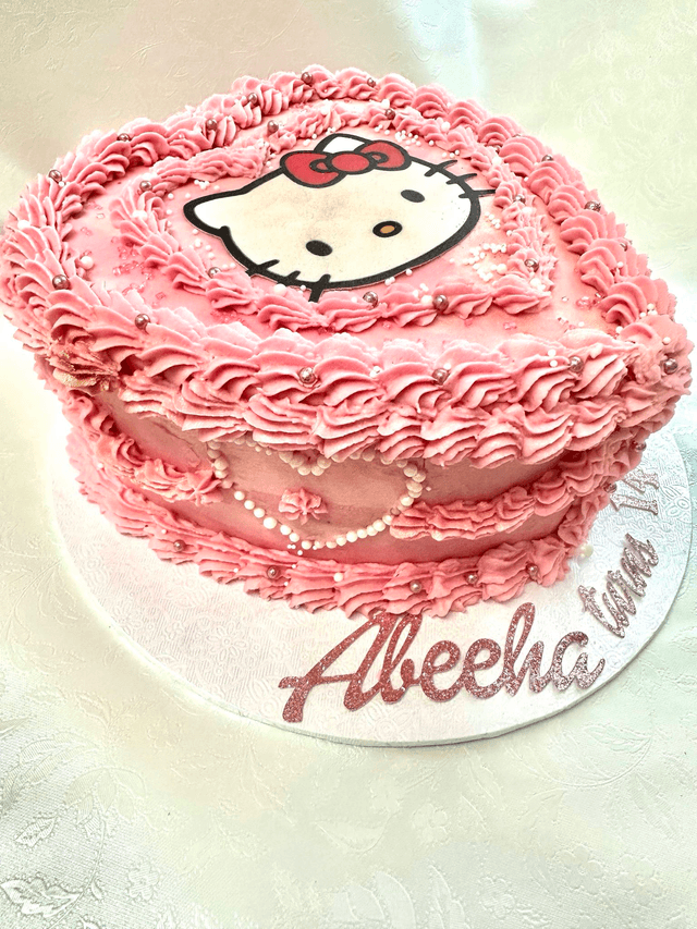 Hello Kitty Pink Heart shaped Birthday Cake