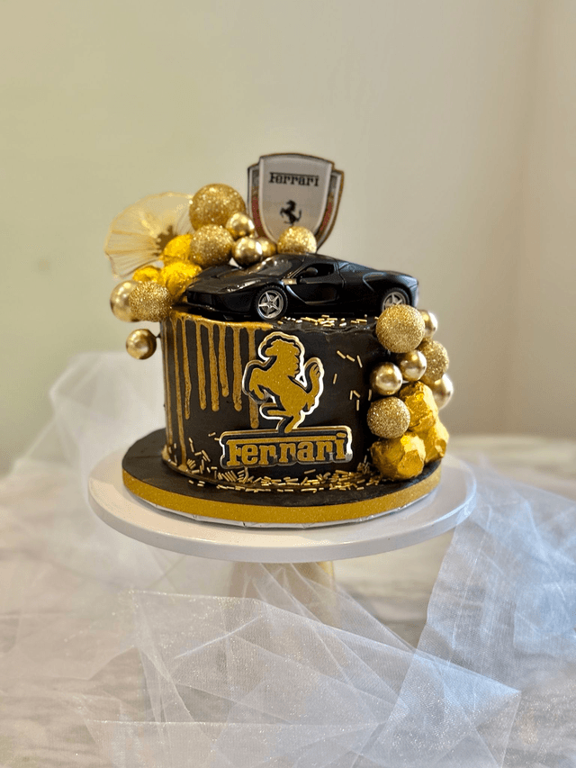 Ferrari Black &amp; Gold Birthday Cake