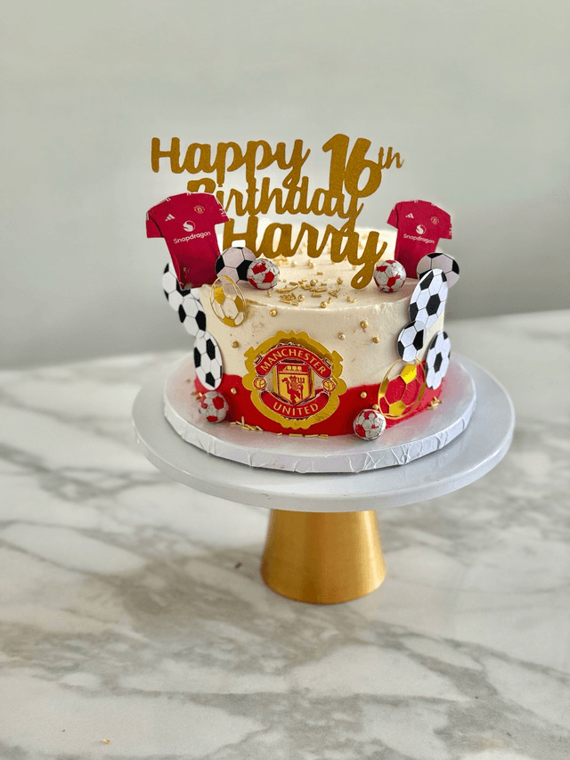 Red  Manchester United Football Birthday Cake