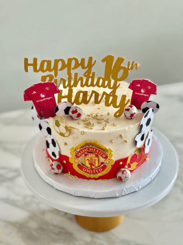 Red  Manchester United Football Birthday Cake