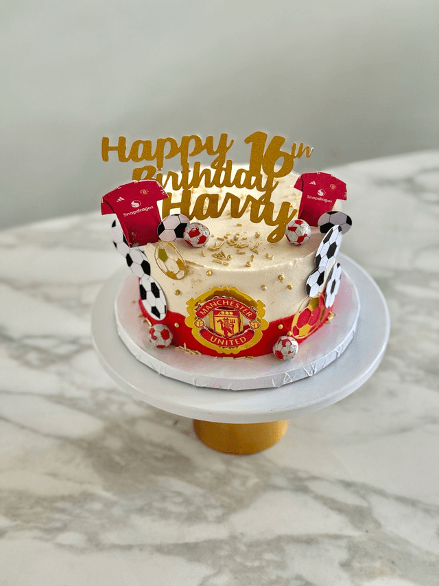 Red  Manchester United Football Birthday Cake
